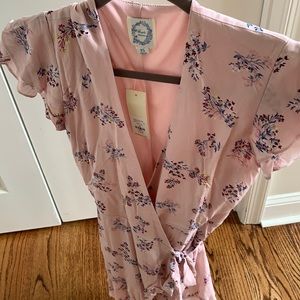 Francescas floral wrap dress, sits above the knee